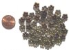 50 3x9mm Antique Green/Metallic Purple AB Spacer Flowers